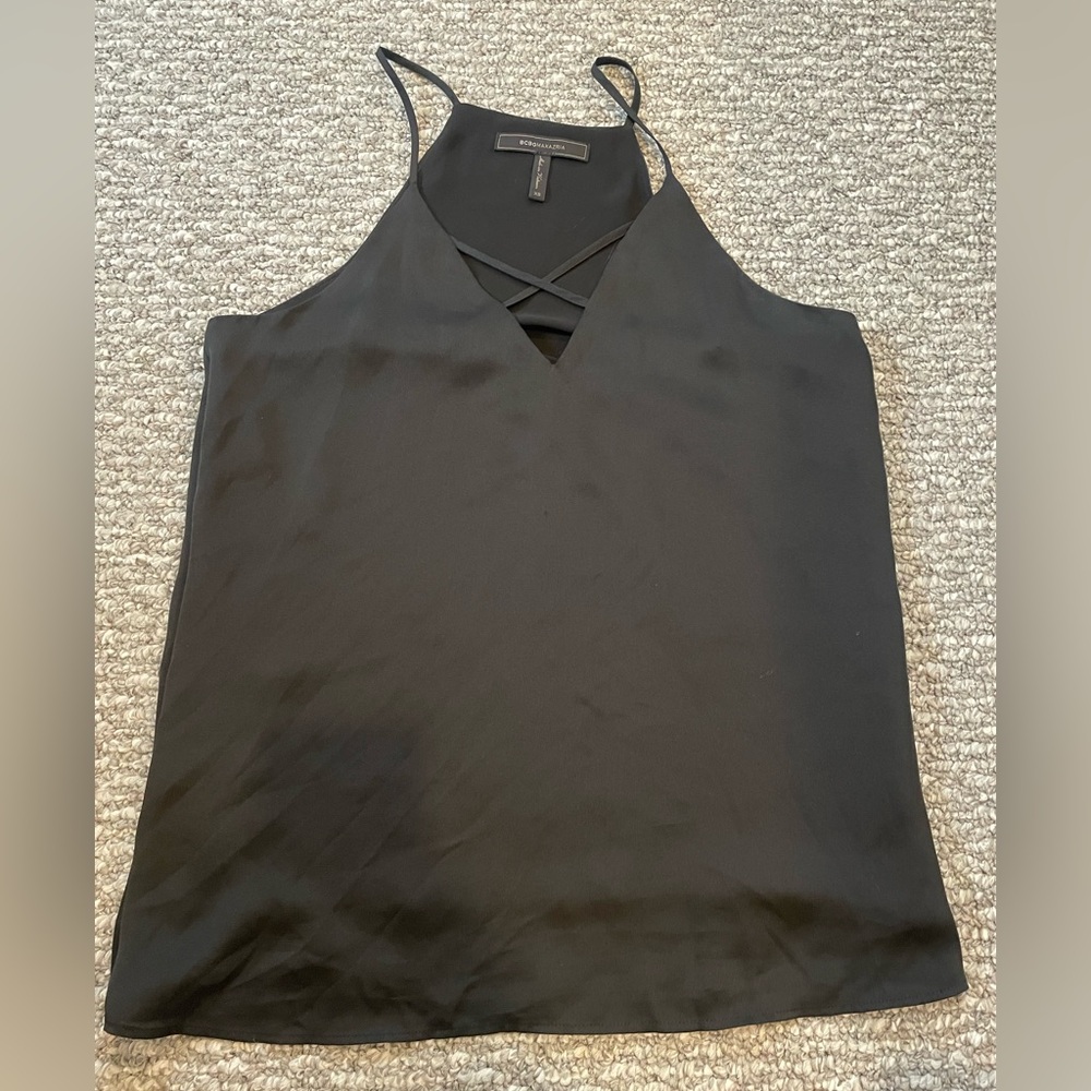 BCBGMaxAzria Black Sleeveless Backless Camisole